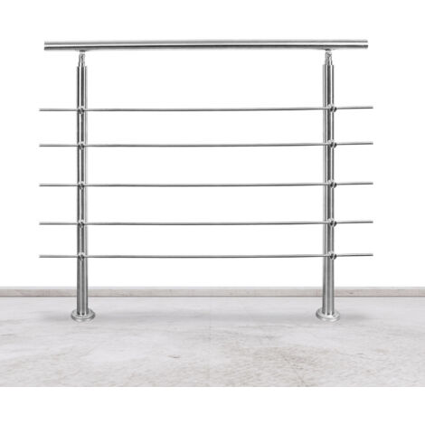 Vingo – Garde-corps en acier inoxydable 100cm – 5 traverses de 90mm – Hauteur 106cm – Installation horizontale ou diagonale (1/6)