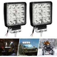 Randaco 2PCS 48W Phare de Travail Carre a Leds DC 12V 24V Quad Camion Bateau Tracteur Offroad Imperméable