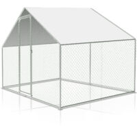 Randaco – Poulailler extérieur en acier galvanisé 3 x 2 x 2 m – Enclos avec protection solaire – Cage à poules pour 6 à 8 volailles