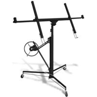 Swanew – Lève-plaque à manivelle 350cm – Soulève jusqu'à 68kg – Réglage hauteur 140-350cm – Angle inclinaison 60° – 3 roues pivotantes avec frein