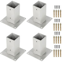 EINFEBEN 4x Pied de poteau carré Support carré à boulonner Pied à fixer pour poteau Poteaux De Clôture 90x90mm
