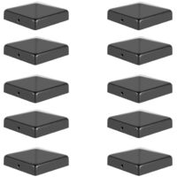 SWANEW 10x Capuchon de poteau de jardin Capuchon décoratif Clôture de jardin Capuchon de clôture Noir 71mm