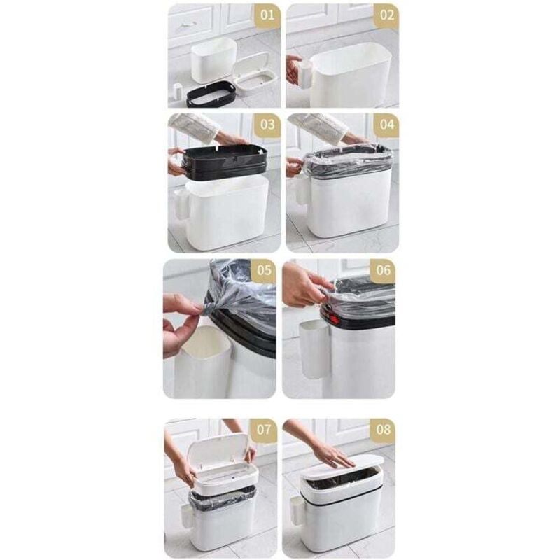 Poubelle Avec Couvercle Pour Salle De Bain, 12 Litres, Poubelle