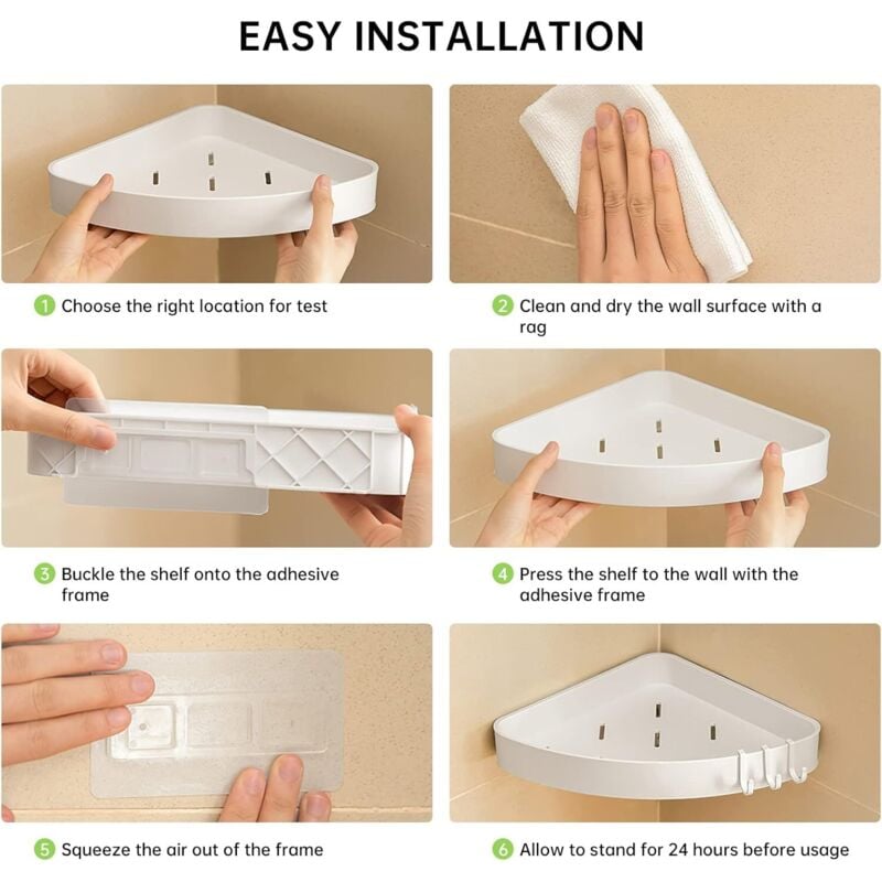 Questech Decor Porte-savon De Douche, étagère D'angle Rénovée Pour Murs De Douche Carrelés, Rangement De Salle De Bain, étagère De Douche Métro à Dos Plat, 12 ,7 Cm, Sable Mat