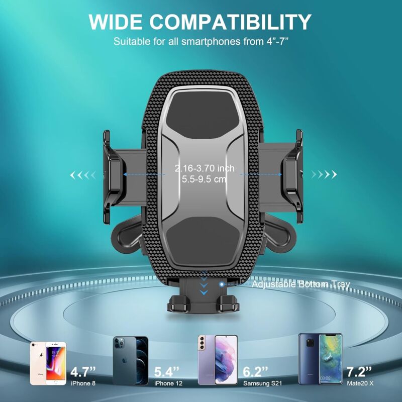 Support Téléphone Voiture GRIFEMA - Fixation Grille D'aération, Serrage Automatique, Rotation 360°, Compatible 4.7 à 7 Pouces Même Avec Coque