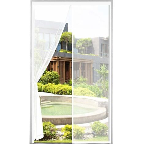 Sunxury – Moustiquaire porte magnétique 80x220cm – Maille très dense – Fermeture automatique – Ruban adhésif renforcé – Rideau anti-insectes blanc (1/5)