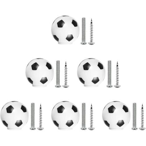 6PCS boutons de meuble,boutons de football enfant,avec 2 tailles de vis,poignées de meubles pour tiroirs,armoires et penderies (1/5)