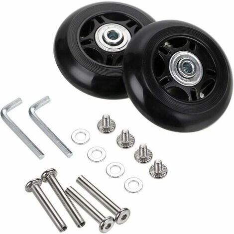 Sunxury – Roues de rechange 80mm pour valises – 2 roulettes pivotantes en caoutchouc – Résistance à l'usure – Déplacement fluide et silencieux