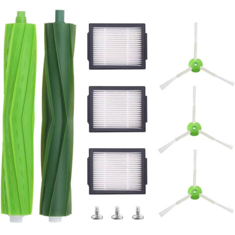 Accessoires de remplacement pour Roomba i7 i7+ / i7 plus E5 E6 E7, Accessoires de robot pour pièces de rechange avec 3 filtres HEPA 3 brosses latérales 2 rouleaux