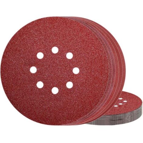 Sunxury – Disque de ponçage 225 mm – Grain 120 – 8 trous pour ponceuse murale – Oxyde d'aluminium – Retrait rapide du matériau - 30PCS