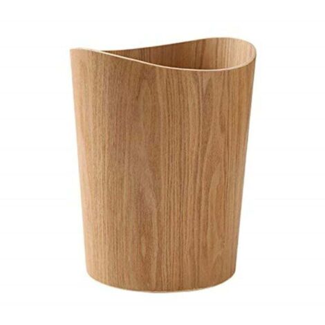 Sunxury – Poubelle à pédale en bois massif – Corbeille ronde japonaise – 25L – Design rustique pour bureau, cuisine, chambre (1/5)