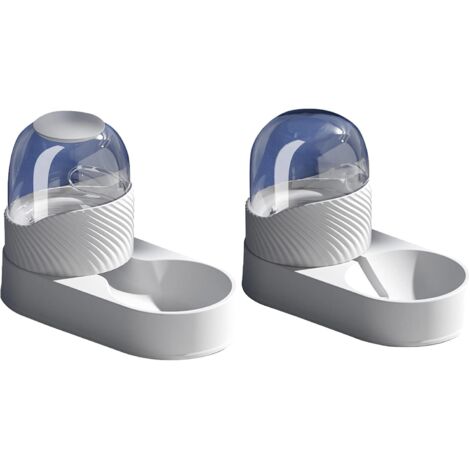 2Pièces Distributeur Croquettes et Eau Automatique pour Chat Chien, Ensemble 2 en 1 Mangeoirs et Abreuvoirs pour Animaux Domestiques Capacité 2L (Blanc) (1/5)