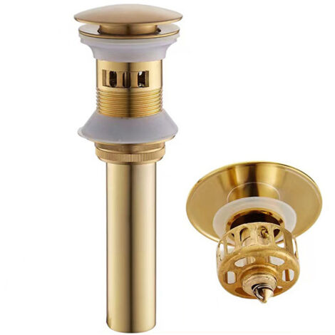 Bonde de lavabo, Petit Drain De Rebond, Drain Rabattable, Nickel Antique Noir Or Brossé (1/5)