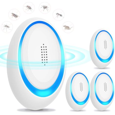 Ersandy – Répulsif antiparasitaire à ultrasons – Fréquence 20 à 55 kHz – Zone de couverture jusqu'à 120 m² – Lot de 4 unités