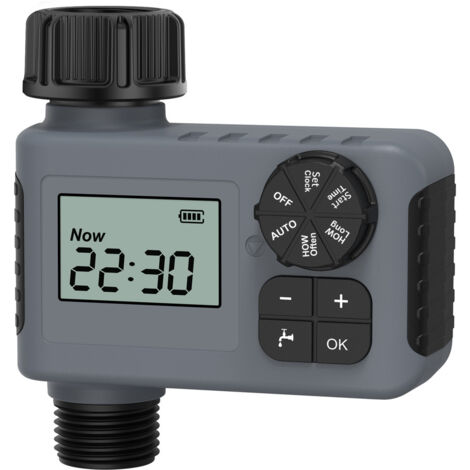 Minuterie de robinet pour tuyau d'arrosage extérieur, minuterie d'arrosage programmable avec retardateur de pluie/système d'irrigation goutte à goutte manuel/automatique et système d'arrosage de pelou (1/5)