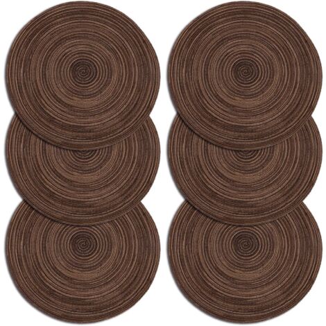 Sunxury – Lot de 6 sets de table ronds 35x35cm – Tressés en coton et polypropylène – Résistants à la chaleur jusqu'à 70℃ – Antidérapants et lavables