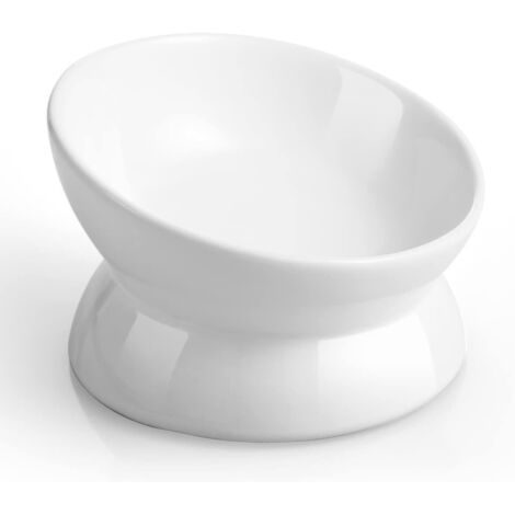 Bol de nourriture pour chat à support élevé, bol d'eau inclinable de 5 oz (environ 141,7 g), plateau anti-vomissement et protecteur pour la colonne vertébrale des animaux de compagnie pour petits chie (1/5)