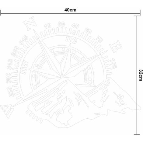 Sticker Boussole Montagne, Vinyle Imperméable Carrosserie