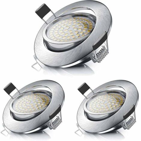 Spot encastrable LED, plafonnier encastrable 5W équivalent à une lampe halogène 50W, blanc chaud 3000K 470LM, spot orientable IP44 pour salle de bain, salon, couloir (3 pièces) [Classe énergétique A+ (1/5)