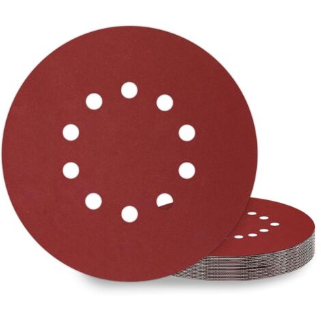 Disques de Ponçage 225 mm 10 Pièces Grain P320 10 Trous Disques Abrasifs 225 mm Ronds Papier Abrasif for Ponceuse