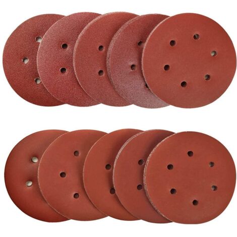 Sunxury – Disque à lamelles 100pcs 150mm – 10 grains 40/80/120/180/320/600/800/1000/1500/2000 – Pour ponçage métal, bois, plastique – Conception 6 trous (1/5)