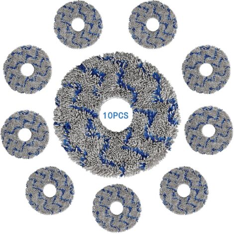 (10 pièces) Tampons de vadrouille lavables et réutilisables pour ECOVACS DEEBOT X1 OMNI/ X1 PRO OMNI/ X1 TURBO/ X1 PLUS/T10 OMNI/ T10 TURBO, lingettes anti-taches fortes en microfibre (1/5)