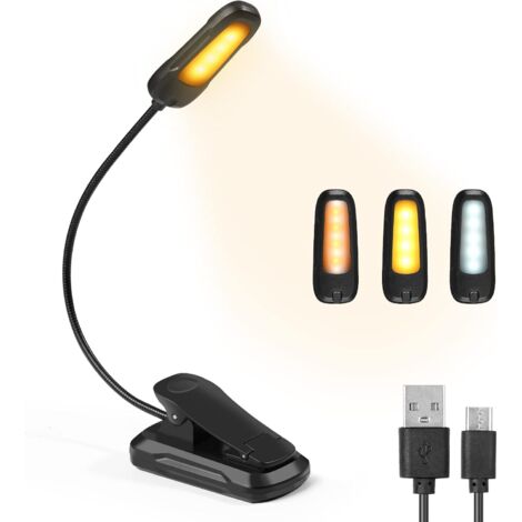 [JAMAIS UTILISÉ]Lampe de Lecture pour Livre, Liseuse Led Rechargeable, 3 Modes de Luminosité x 3 Couleurs (Blanc/Chaud/Blanc Chaud), 360°Cou Flexible, Lampe Liseuse pour Lire des Livres au Lit, Voyage