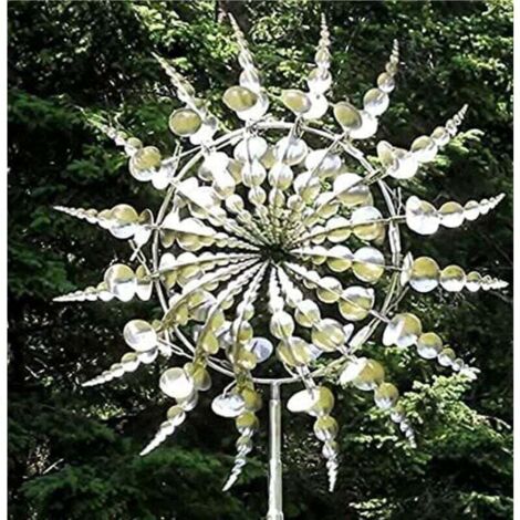 Sunxury – Éolienne de jardin en métal – Double mouvement de vent – Fer durable et aluminium – Décoration extérieure moderne – Facile à installer (1/5)