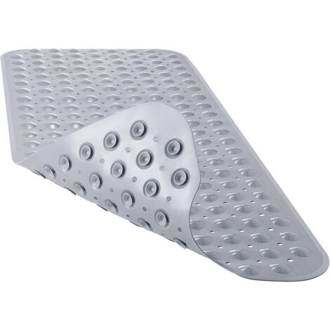 Tapis de douche pour baignoire 40 x 16 pouces, antidérapant et extra large, tapis de baignoire avec ventouses, tapis de salle de bain lavable en machine avec trous de drainage, gris (1/5)