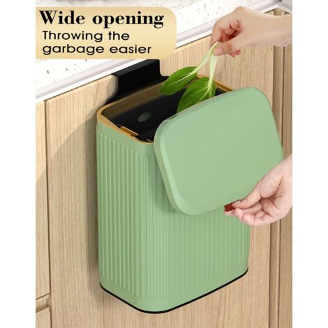 Spirella Poubelle De Salle De Bain 1L - Design Cubique Élégant Noir Mat - Couvercle Pivotant Hygiénique