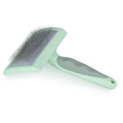 Brosse lissante, brosse pour perte de poils pour chien, arrachage et élimination des poils lâches, nœuds, brosse de toilettage pour chien, convient aux chiens et chats, vert menthe (1/5)
