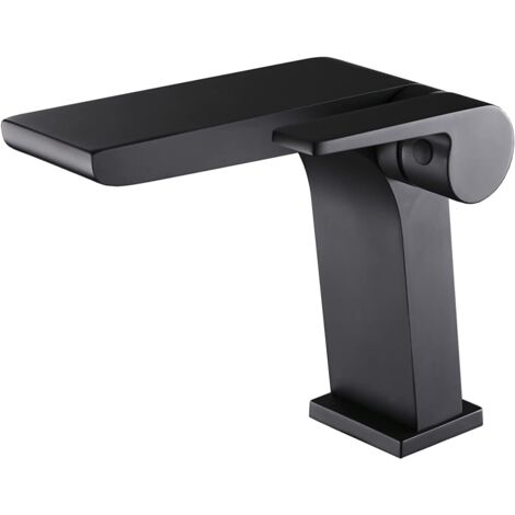 Robinet de lavabo de salle de bainPour salle de bain, toilettes, vanitéLaiton noir matComprend 2 tuyaux standard américains de 3/8 pouces (environ 1,9 cm) (1/5)