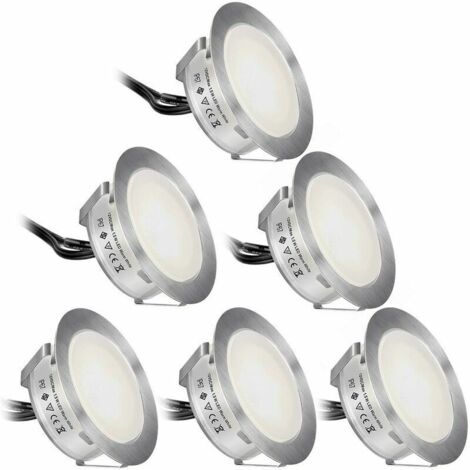 Lot de 6 Spot LED Encastrable Extérieur Blanc Froid 4500K, IP67 Étanche, DC12V 1,5W Ø55mm Spots à Encastrer Extérieur pour Terrasse Bois Escalier Avec Prise EU (1/5)