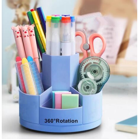 DARUITE Porte-crayons De Bureau à 7 Compartiments En Maille Métallique Pour Fournitures De Bureau, Noir