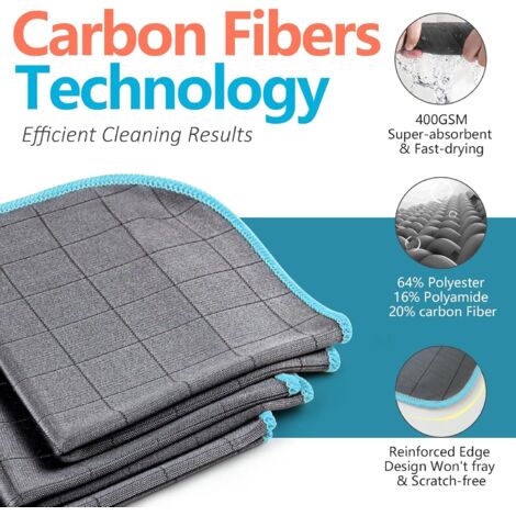 URAQT Lot Chiffons Microfibre 1200 GSM Ultra Absorbants 60x40 Cm – Sans Trace, Réutilisables – Voiture, Maison, Cuisine