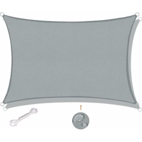 Voile de Store Rectangulaire 3x4m Imperméable Anti UV pour Jardin Terrasse Balcon, Gris (1/5)