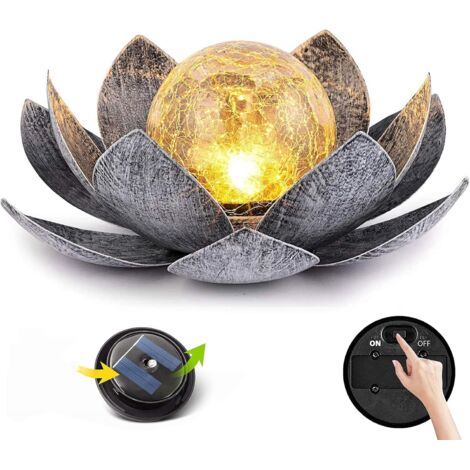 Lampe solaire d'extérieur - Décoration de jardin - Décoration de jardin - Étanche - Fleurs de lotus - Décoration de jardin - Boule en verre - Lampe solaire d'extérieur - Pour jardin, pelouse, trottoir (1/5)