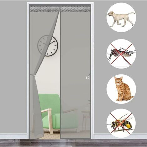 Moustiquaire de fenêtre MagnéTique Moustiquaire Porte 120x230cm MagnéTique Rideau De Porte Store Moustiquaire sans Percer pour Porte d Entrée Intérieur/Patio/Coulissante, Gris (1/5)