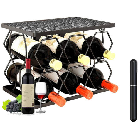 Tire-bouchon ouvre-bouteille et casiers à vin Casier à vin de comptoir Supports à vin autoportants pour comptoir, casier à vin en métal, casier à bouteilles de vin, porte-bouteille pour bar, armoire à (1/5)