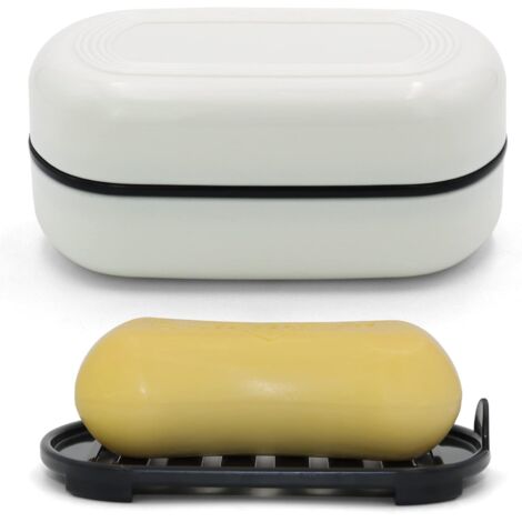 Bote à Savon de Voyage Bote à Savon Anti-Fuite Bote à Savon de Voyage avec Couche de Drainage Amovible Bote à Savon Portable pour Voyager, Camping (Blanc, 1 pièce) (1/5)