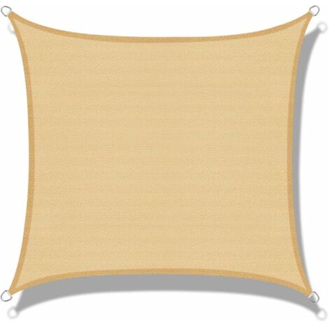 Voile d'ombrage  Rectangulaire 3 x 3m Sable Protection des Rayons UV pour Terrasse Camping Extérieur Jardin (1/5)