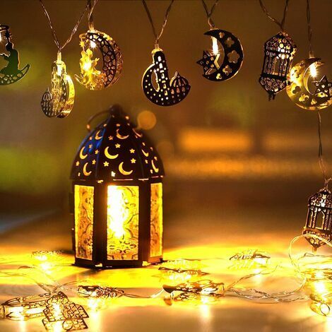 9,8Ft Guirlande Lumineuse Ramadan, 20 LEDS Ajustable Decoration Ramadan 2023 Guirlande avec Batterie pour Moubarak, Deco Ramadan Aid Moubarak pour Balcons, Chambre à Coucher,Extérieur de Fête (1/5)