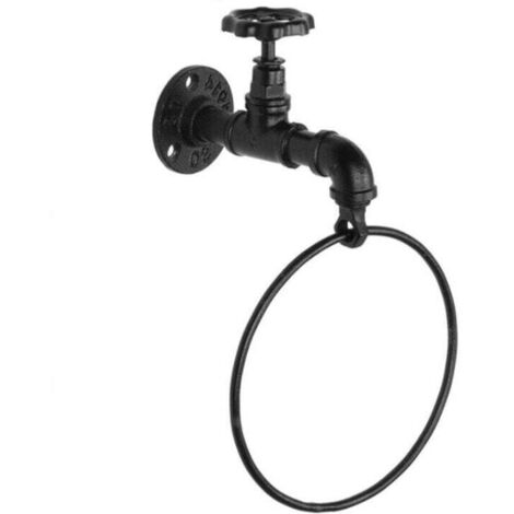Anneau Porte-Serviettes Mural Vintage Fer Forgé Noir – Style Industriel Rustique Pour Cuisine & Salle De Bain