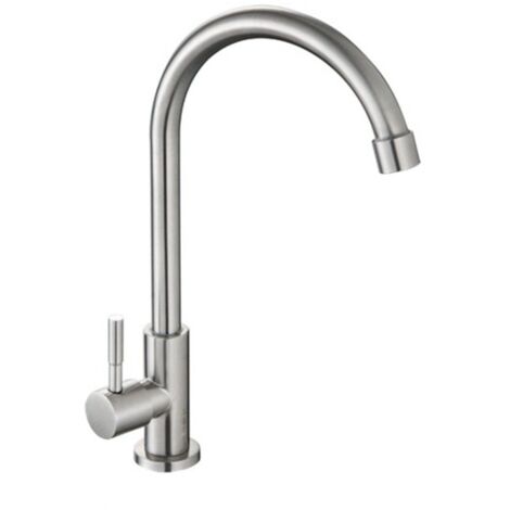 Robinet d'eau froide simple pour évier, robinet de cuisine noir de qualité supérieure, pivotant à 360° dans les deux sens, robinet d'évier de cuisine à poignée unique, acier inoxydable 304 (1/4)