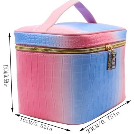 Trousse cosmétique en cuir PU Trousse de maquillage de voyage Organisateur Trousse de toilette Grand sac cosmétique Trousse de maquillage Trousse de toilette pour dames et femmes filles (Rose) (1/4)