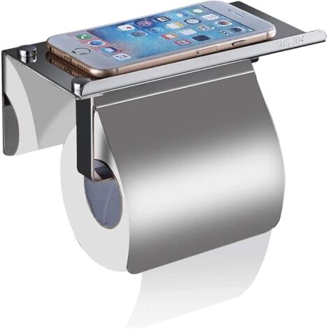 Porte-rouleau de papier toilette autocollant, porte-rouleau de papier toilette suspendu Branger sans perçage collage en acier inoxydable (1/5)