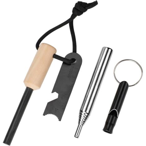 Kits de Outil de Survie , Multi-Usage en Magnésium d'urgence Feu Starter Flint Striker et Aluminium Sifflet et un Tuyau de Soufflante pour Randonnée Camping Chasse Living de Survie (1/5)