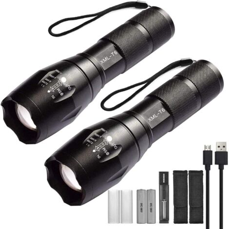 Lot De 2 Lampes Torches LED Yizhet/Linkax - 1000 Lumens - Rechargeables USB - Pour Vélo VTT