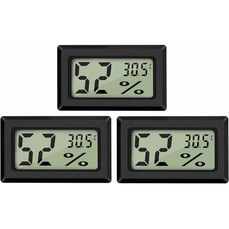 Mini Digital LCD Thermomètre Hygromètre Température Humidité -5070℃ 10%99% RH Thermomètre Portable Thermo Hygromètre Indicateur pour Bureau Cuisine Humidors Incubateurs Reptiles (3 PCS - A) (1/5)