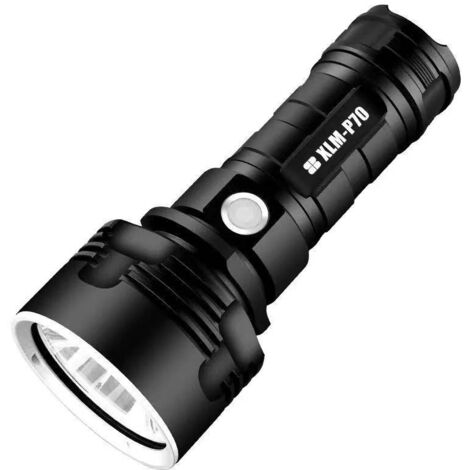 p70 lampe torche, 30000-100000 lumens haute puissance LED lampe de poche étanche ultra lumineuse, Lampe de poche XLM-P70 50W la plus puissante à 3 modes (Batterie unique, 50W-P70)